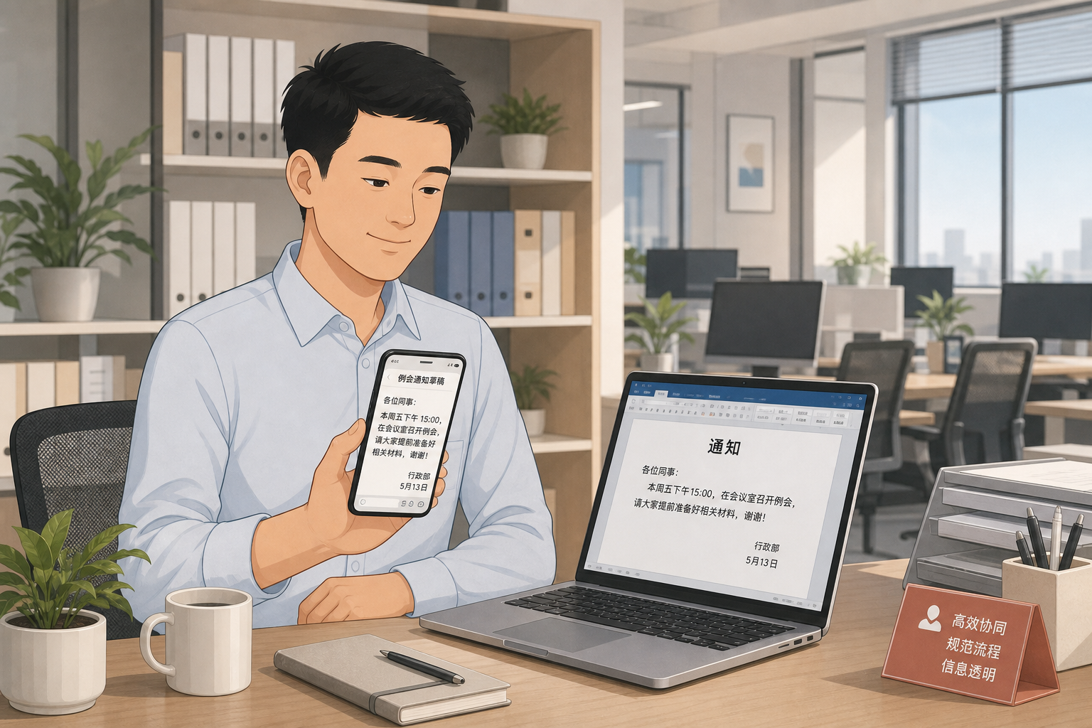 微信里起草通知示意